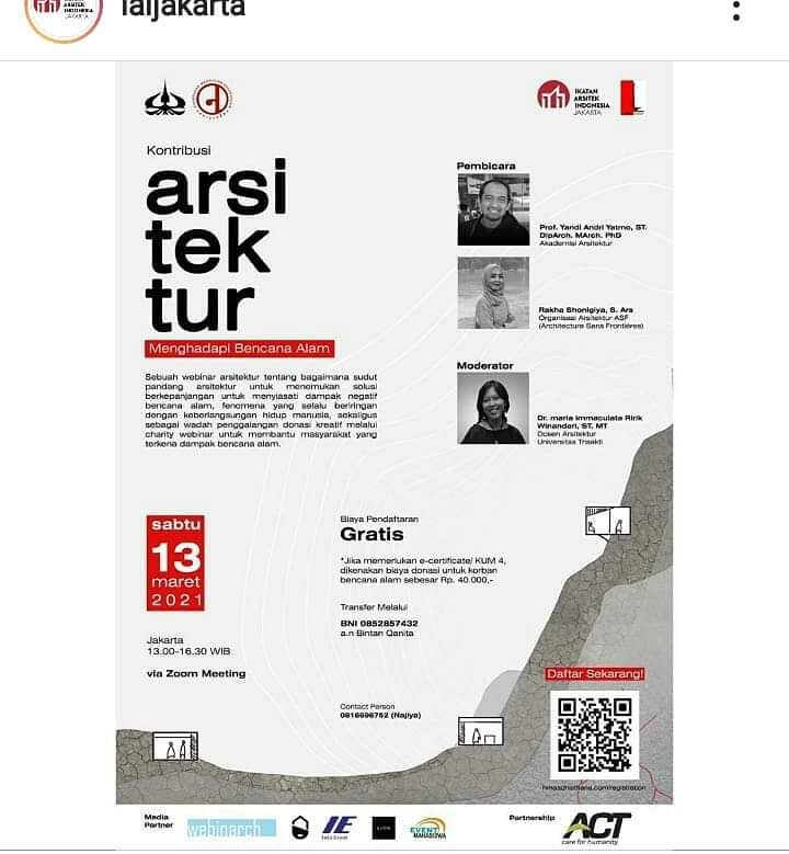Webinar Arsitektur : â€œKonstribusi Arsitektur Menghadapi Bencana Alamâ€