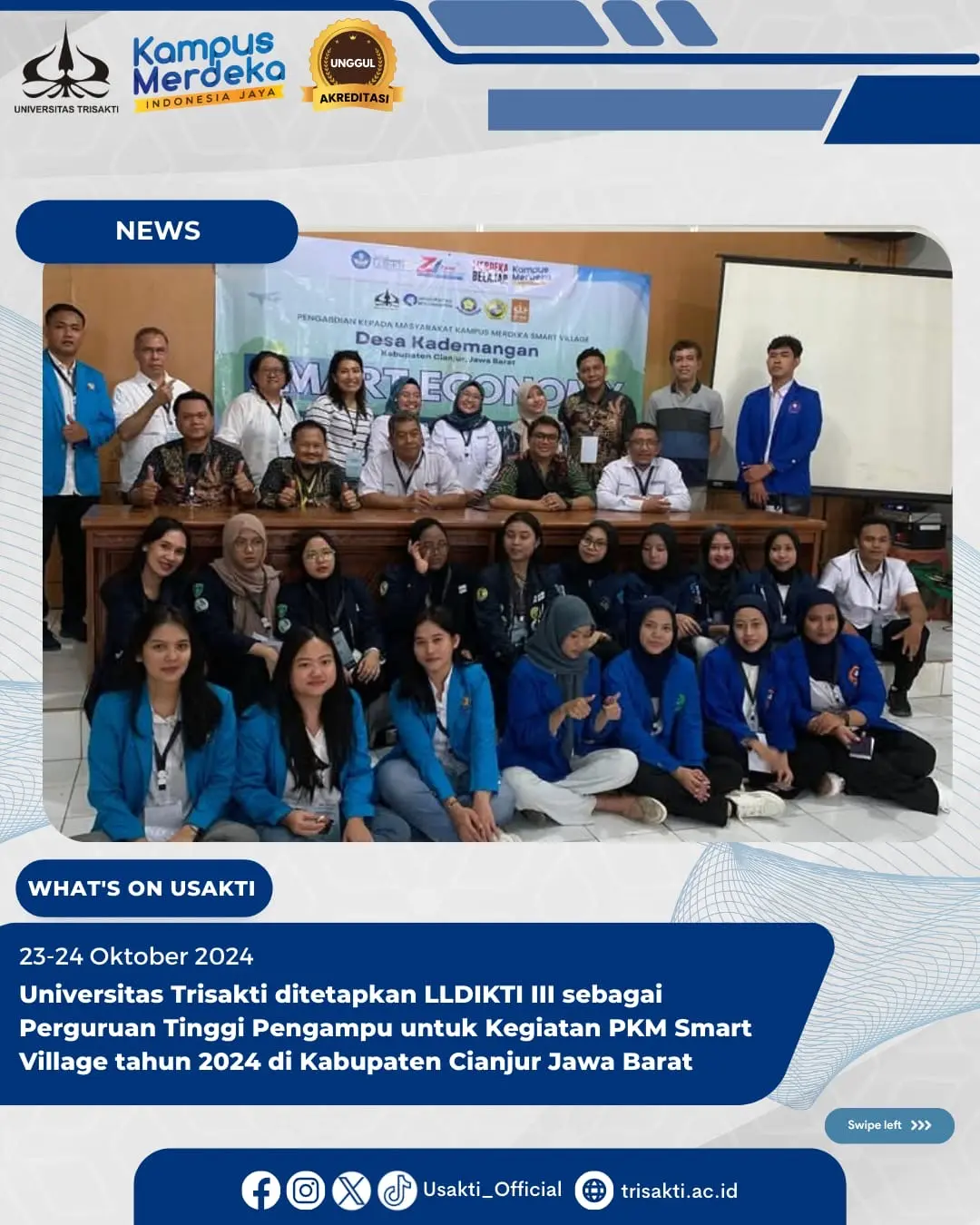 Universitas Trisakti ditetapkan LLDIKTI III sebagai Perguruan Tinggi Pengampu untuk Kegiatan PKM Smart Village tahun 2024 di Kabupaten Cianjur Jawa Barat