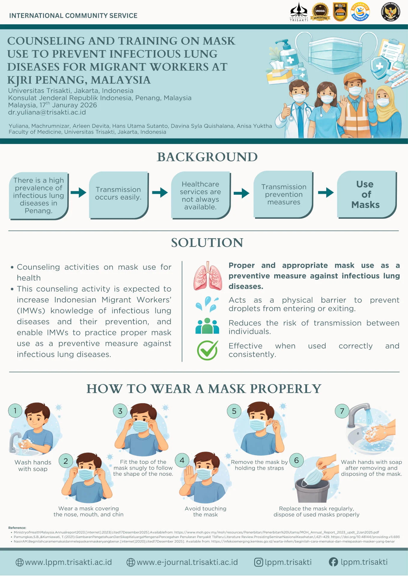 Counseling and Training on Mask Use to Prevent Infectious Lung Diseases for Migrant Workers at the Indonesian Consulate General in Penang, Malaysia